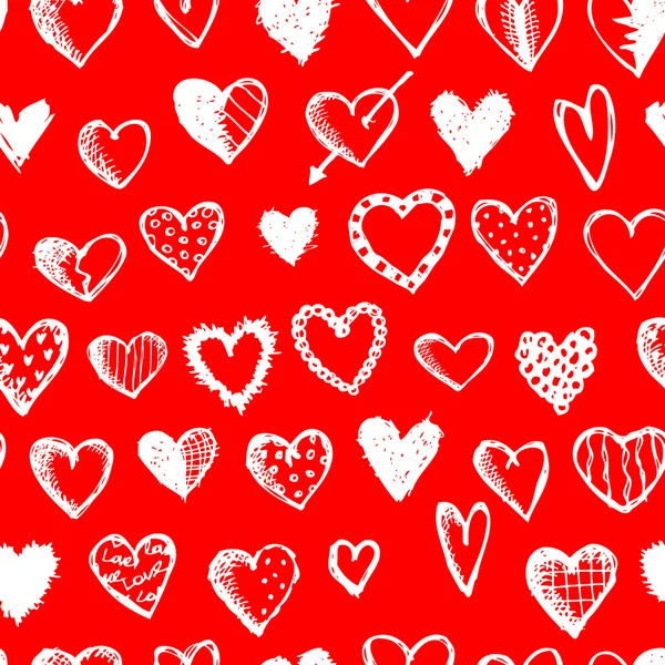 あなたの設計のためのバレンタインの心とのシームレスなパターン — ストックベクタ