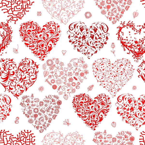 Seamless pattern with valentine hearts for your design — Stock Vector