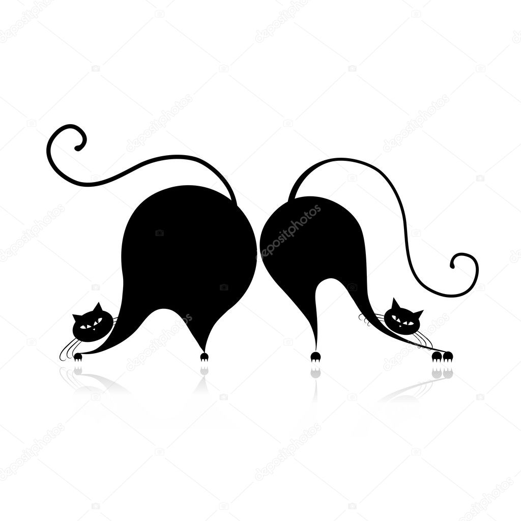 Funny big cats silhouette for your design