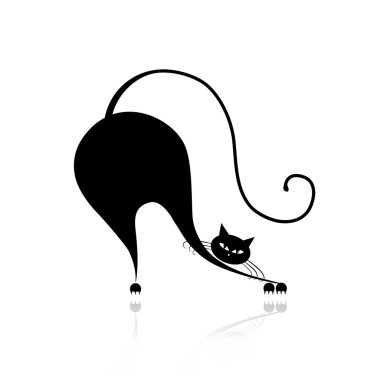 komik büyük kedi siluet tasarımınız için