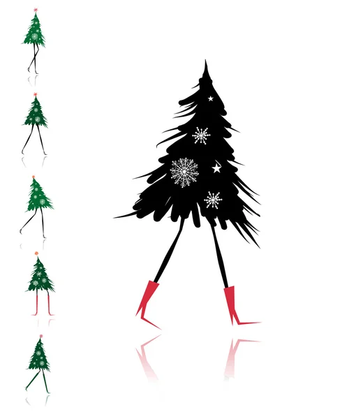 Christmas tree girl for your design — Stock Vector