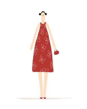 tasarımınız için Kırmızı elbiseli güzel kadın