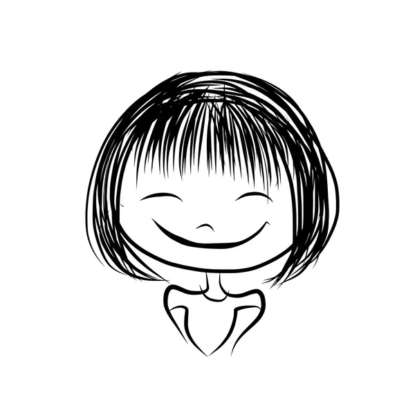 Fille mignonne souriant, croquis pour votre conception — Image vectorielle