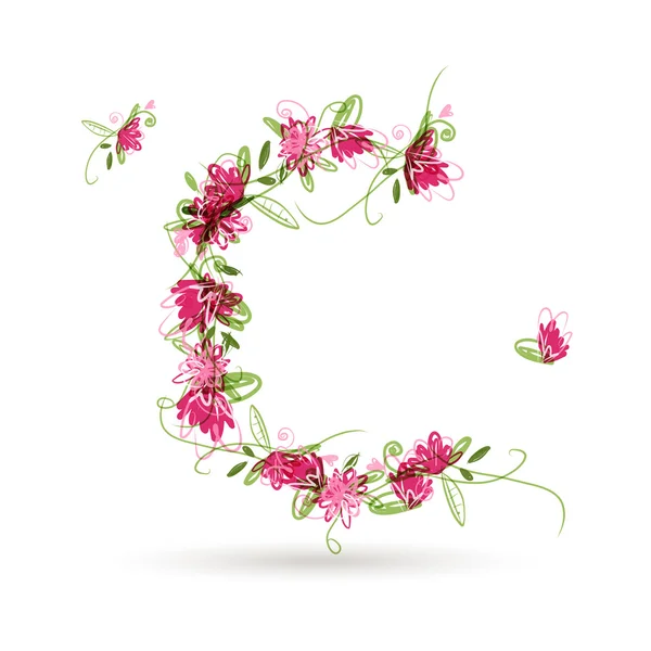 您设计的的花卉字母 c — 图库矢量图片