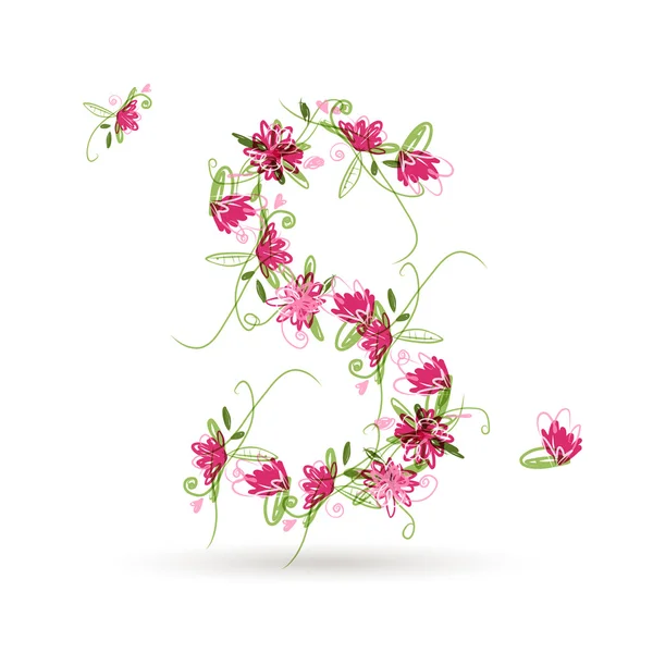 您设计的的花卉字母 s — 图库矢量图片