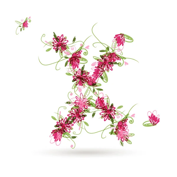 Lettre florale X pour votre dessin — Image vectorielle