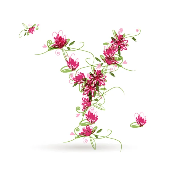 Lettre florale Y pour votre design — Image vectorielle