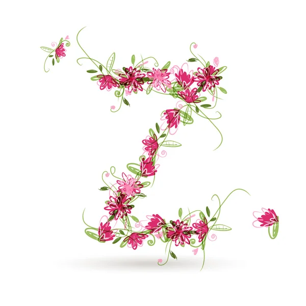 Floral letter Z for your design — Stock Vector