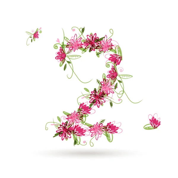 Floral number two for your design — Stock Vector