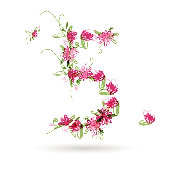 Floral numéro cinq pour votre design — Image vectorielle