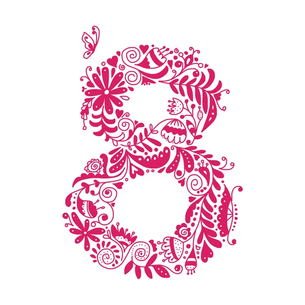 Floral número 8 para su diseño — Vector de stock