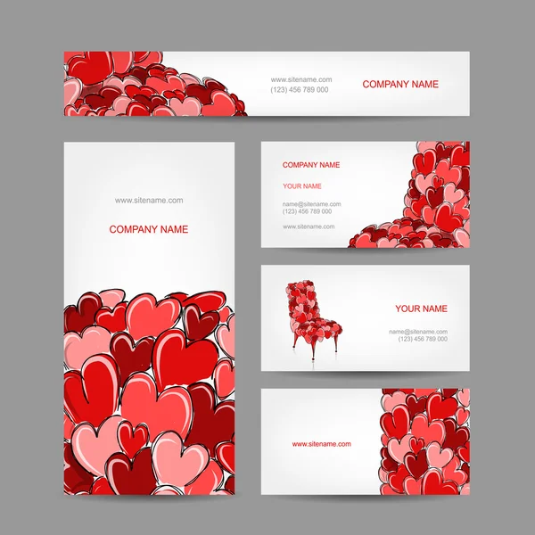 Set of valentine cards for your design — Stock Vector