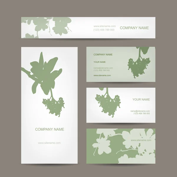 Colección de tarjetas de visita, diseño floral — Vector de stock