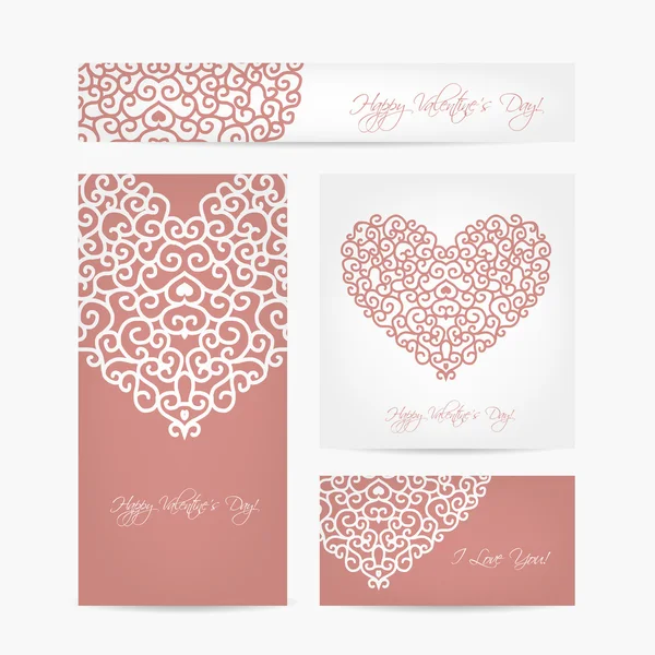 Set di carte di San Valentino per il tuo design — Vettoriale Stock