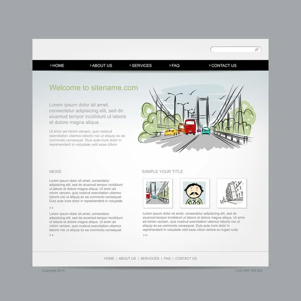 Website-Design-Vorlage, Stadtbild — Stockvektor