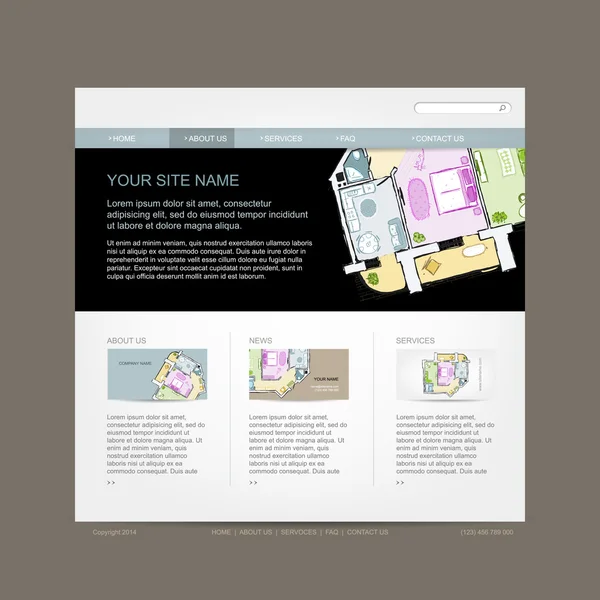 Шаблон дизайна сайта для строительной компании — стоковый вектор