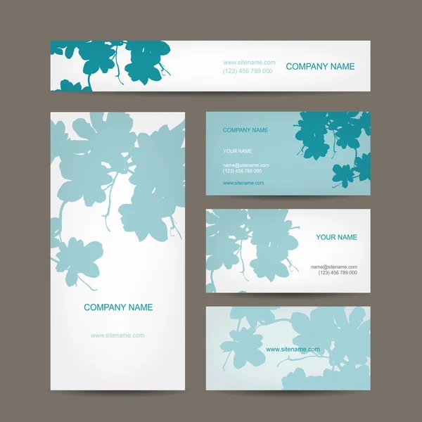Colección de tarjetas de visita, diseño floral — Vector de stock