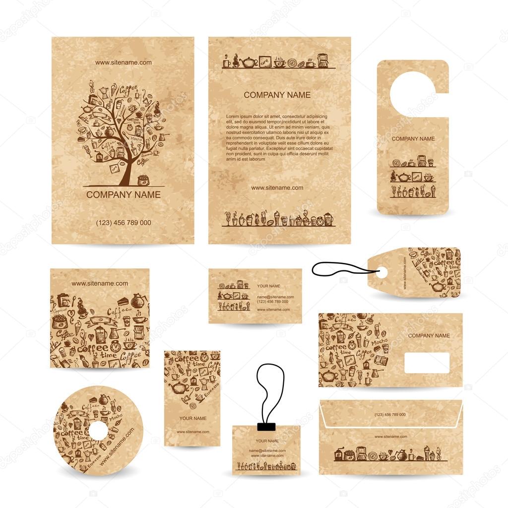 Business cards collection with coffee concept design