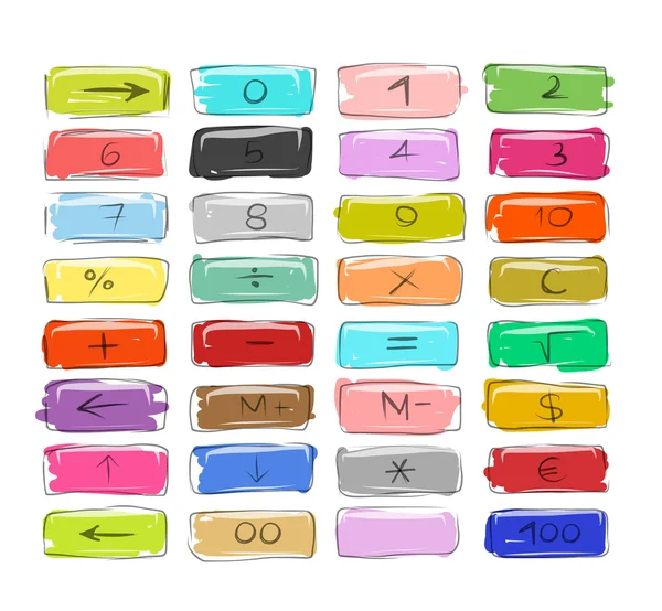 Numbers on buttons sketch for your design — Stock Vector