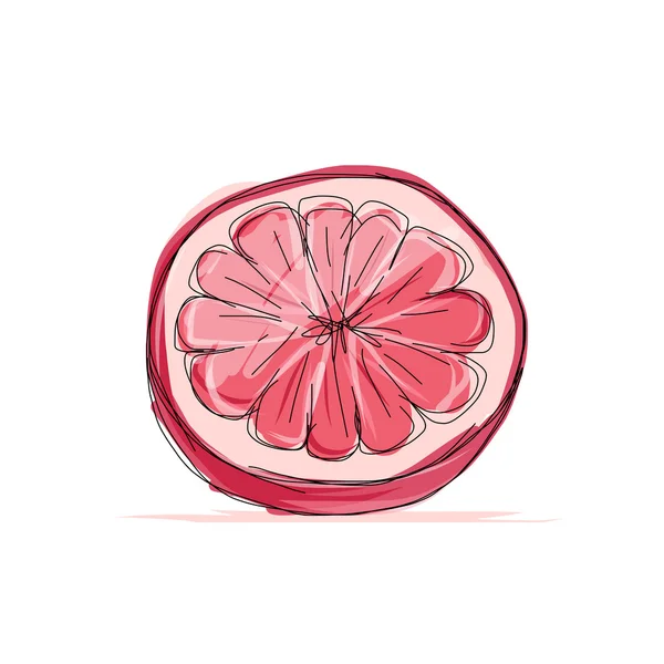 Sketch of grapefruit for your design — Stock Vector
