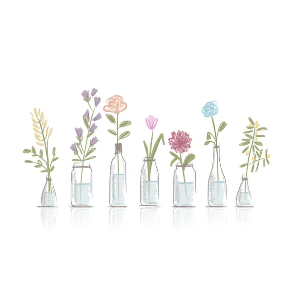 Uppsättning av blommig krukor för din design — Stock vektor