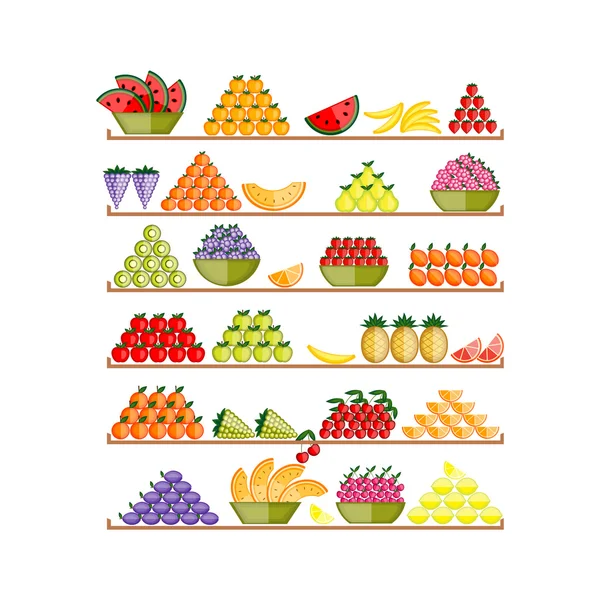 Regale mit Früchten für Ihr Design — Stockvektor