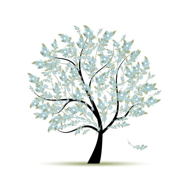 Árbol de primavera con flores para su diseño — Vector de stock