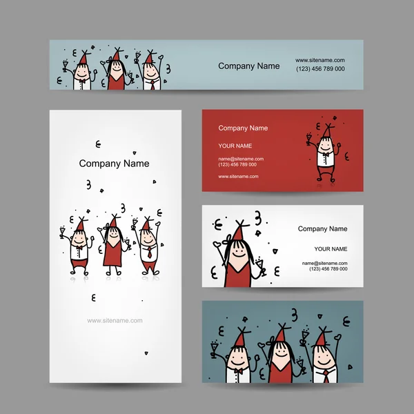 Diseño de tarjetas de visita con fiesta corporativa — Archivo Imágenes Vectoriales