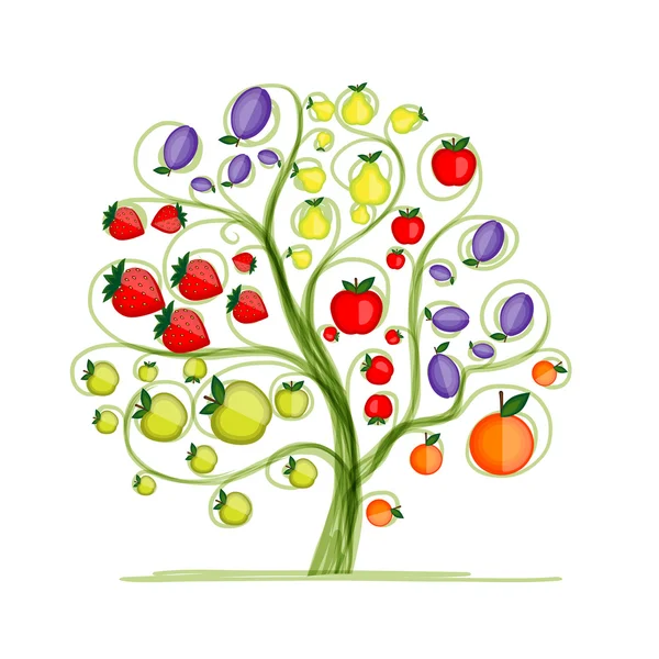 Árbol frutal para su diseño — Vector de stock