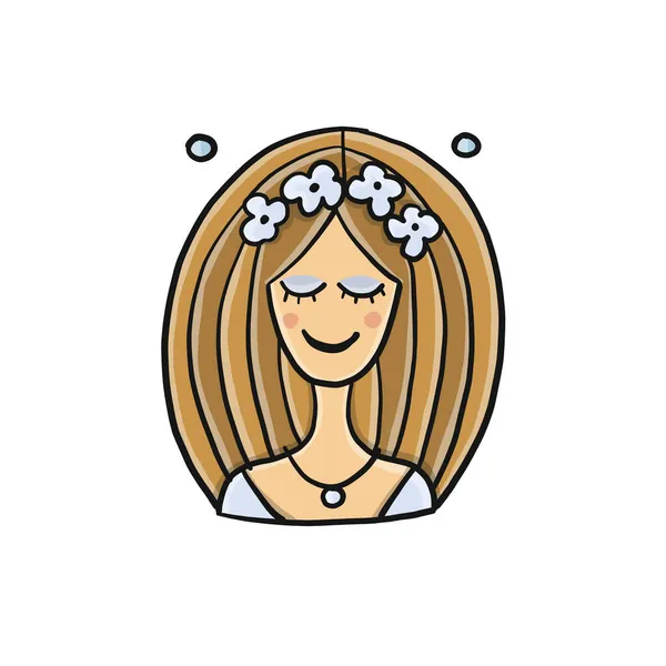 Donna Logo di bellezza. Schizzo per il tuo design — Vettoriale Stock