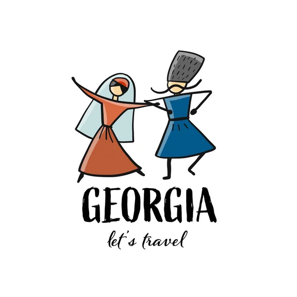 Gruzínští lidé tančí pro váš design — Stockový vektor