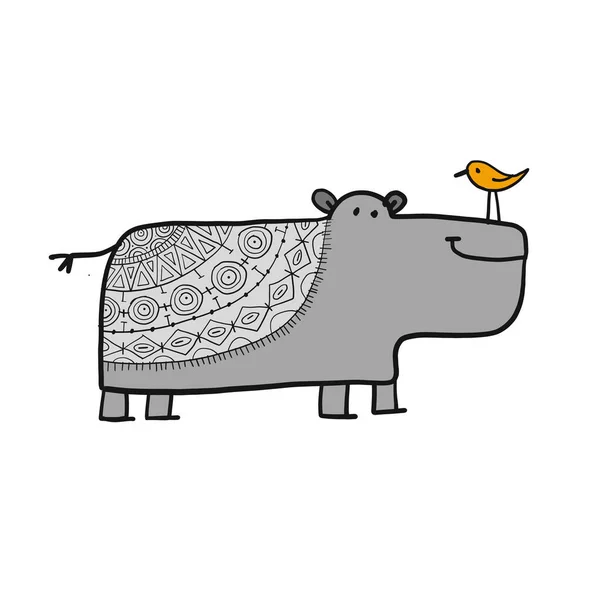 Flodhäst, söt flodhäst karaktär för din design — Stock vektor