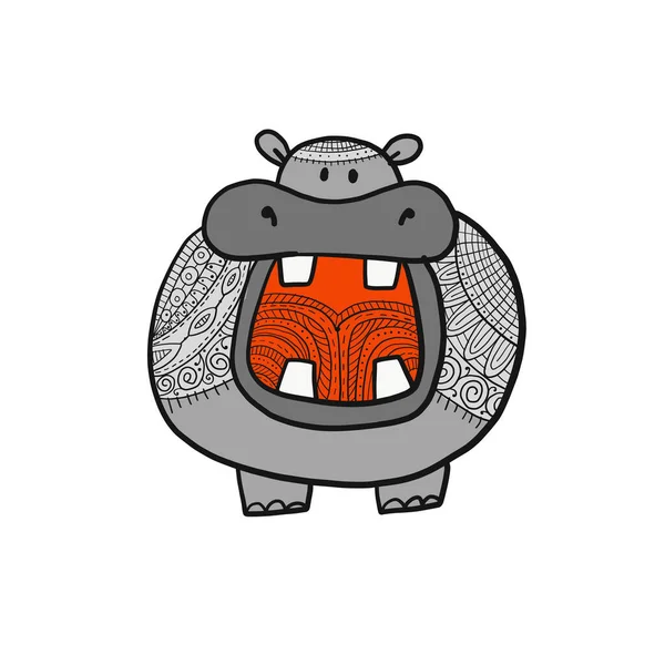 Hippopotamus, aranyos víziló karakter a design — Stock Vector