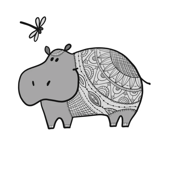 Hippopotame, joli personnage d'hippopotame pour votre design — Image vectorielle