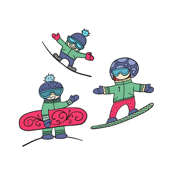 Snowboard temps, les gens snowboard de la montagne — Image vectorielle