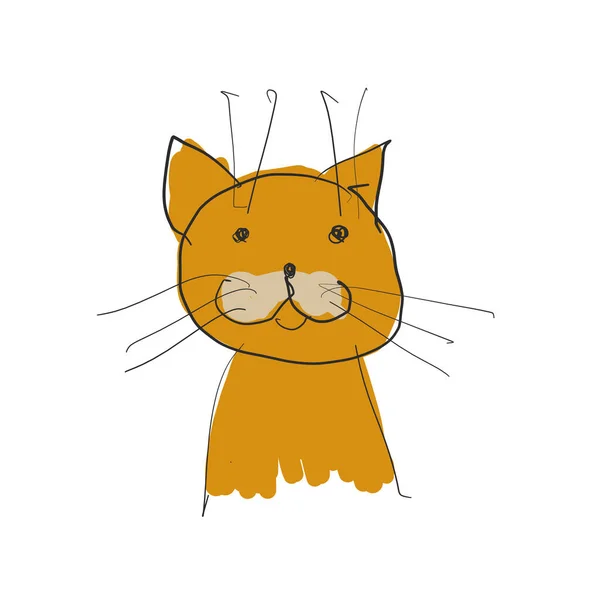 Ginger Cat Portrait. Skiss för din design — Stock vektor