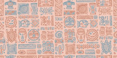 Etnik Meksika dekoru. Tasarımınız için el yapımı kusursuz desen. Kabile dövmeleri.