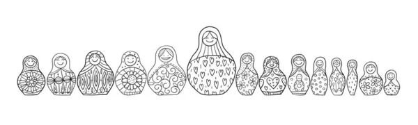 Nesting dolls collection, Matryoshka. Sketch for your design — Stock Vector