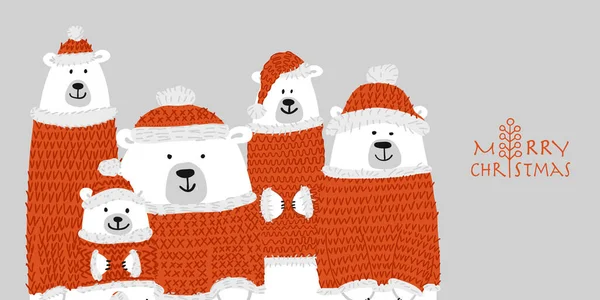 Kerstman beren familie, schets voor uw ontwerp — Stockvector
