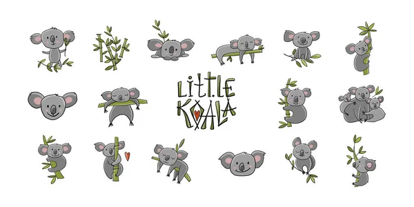 Little Koala Family. Collection for your design — Vettoriale Stock