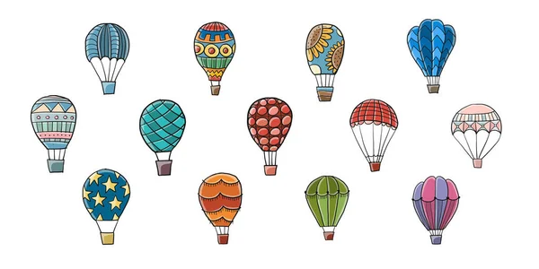 Ballon à air chaud isolé sur blanc. Croquis pour votre design — Image vectorielle