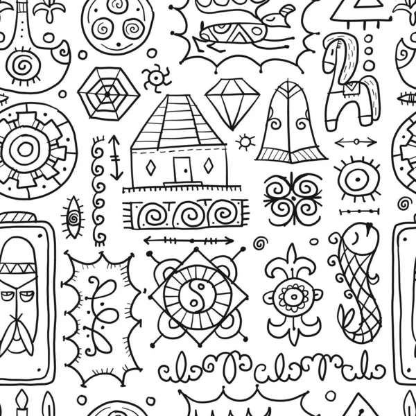 Traditional design elements of middle Asia for decoration of yurts. Nomadic ornament. Seamless Pattern for your design — Wektor stockowy