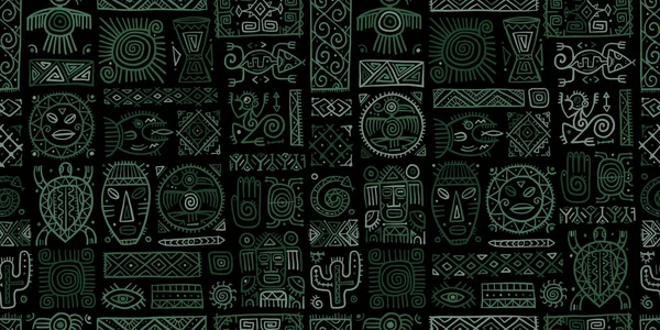 Arredo etnico messicano. Handmade Seamless Pattern per il vostro disegno. Elementi di tatuaggi tribali — Vettoriale Stock