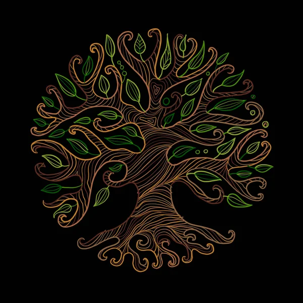 Arbre d'art avec des racines pour votre design — Image vectorielle