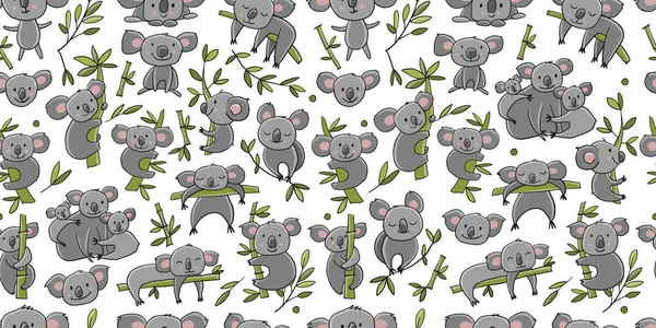 Şirin Koala Ailesi. Tasarımınız için kusursuz Desen — Stok Vektör