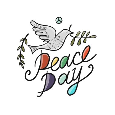 Barış güvercini işareti, beyaz üzerine izole edilmiş. Tasarımınız için çizim