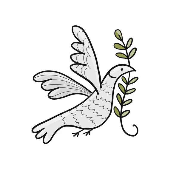 Signo de paloma de la paz, aislado en blanco. Boceto para su diseño — Archivo Imágenes Vectoriales