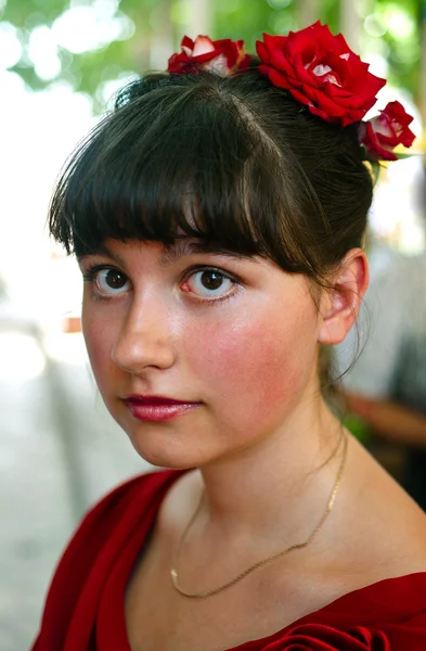 Menina em vestido vermelho — Fotografia de Stock