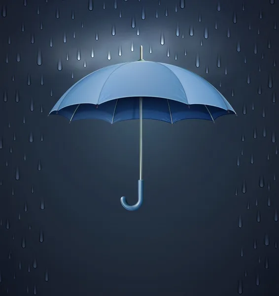 Umbrella with heavy fall rain — Stock Photo, Image