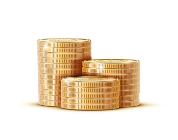 Pilhas de moedas de ouro — Vetor de Stock